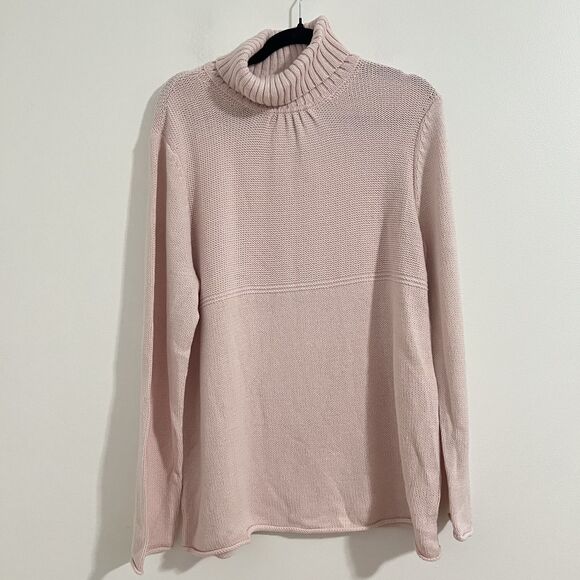J Jill Sweater Womens XL Pink Turtleneck Cotton Blend Pullover Knit Preppy Quiet - Picture 1 of 5